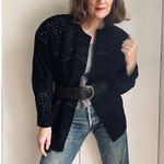 Vintage Suede Jacket/Coat Black Rhinestones Deadstock Y2K/90s Era Rocker Chic Photo 9