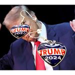 Trump 2024 MAGA Earrings Patriotic New Heart Shaped Dangle Hooks Electi… Blue Photo 2
