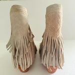 Free People  Lawless Fringe Western Boots Tan Bone Block Heel Ankle Cowgirl Sz 37 Photo 8