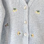 ZARA  Baby Blue Floral Embroidered Sweater and Top‎ Set Button Front Medium HTF Photo 9