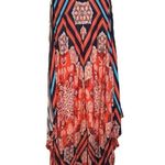 Alkamy Bohemian Paisley Mandala Striped Maxi Dress Asymmetrical Flowy NWT Small Red Photo 0