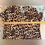Anne Klein M Leopard Print Short Sleeve Blouse Top V-Neck Pullover NWOT Photo 9