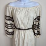 Vintage Hanacopoulos Dress Sz 1 Maxi Ivory‎ Brown 70s Hippie Flower Child Boho Photo 1