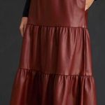 Anthropologie The Somerset Tiered Maxi Skirt: Faux Leather Edition Wine Bordeaux Photo 0