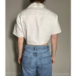 ZARA  White Denim Short Sleeve Cropped Button Up Size Medium Photo 2