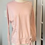 Abound  Pink Distressed Long Sleeve Sweatshirt Top Photo 1
