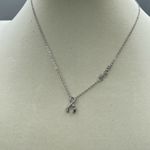 A.U. Ribbon and Hope Rhodium plated CZ necklace. Silver Photo 3