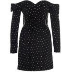 Self Portrait $746 NWOT Self-Portrait Black Diamante Off-Shoulder Mini Dress Size 4 Photo 1