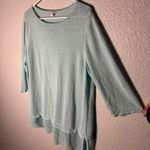 Pure J Jill Aqua Blue Linen Blend Asymmetrical Crochet Hem Tunic Top Size XL Photo 1