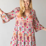 Natural Life Women’s Charlotte Flowy Dress in Pink Folk Floral Size XL Photo 0