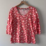 Vineyard Vines  Boat Pattern Scoop Neck 3/4 sleeve top slit hem spring summer S Photo 9