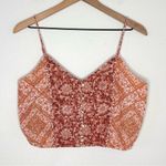 American Eagle 100% Cotton/Linen Boho Floral Crop Top Sz M Peach/Pink Peasant Photo 0