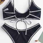 Zaful Black Tie Back Padded High Cut Bralette Bikini Set Photo 7