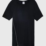 ZARA ASYMMETRIC T - SHIRT WITH ZIP BLACK SHORT SLEEVE TOP WOMENS SIZE M Photo 0