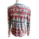 CHAPS Denim Women’s Aztec Print Long Sleeve Vintage Soft Suede Lace Up V-Neck XL Photo 2