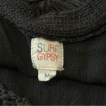 Surf Gypsy Womens Size M Black Crochet Knit Tie Waist V Neck Coastal Rayon Dress Photo 5