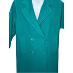 Vintage Mackintosh Wool Coat Size 6 | Teal Green Double Breasted Trench Overcoat Blue Photo 3