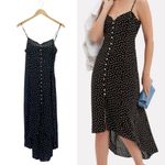 Intermix Linette Black Polka Dot Midi Dress Size 2 Spaghetti Strap Button Front Photo 13