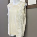 Banana Republic  Women’s Cream Merino Wool Sleeveless Appliqué Sweater Shell- Lge Photo 1