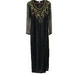 Laurence Kazar Vintage silk beaded maxi dress size XXL black lined evening gown Photo 1