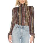 Free People  Donatella Turtleneck Paisley Stripped Long Sleeve XS Photo 0