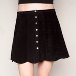 Bagatelle  NWT Black Button-Up Scalloped Leather Skirt Photo 1