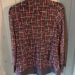 Chico's Navy Blue Mesh Cardigan with Geometric Pattern | Women’s Size 0 (S) Photo 2