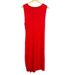 LAUREN RALPH LAUREN Midi Dress Sleeveless Vneck Tie Waist Red Stretch Size L Size L Photo 3