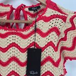 Rails Coen Ruffle Sleeve Peplum Sweater Small Cherry Oat Stripe Photo 1