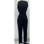 Vintage 90s Jumpsuit Belted Floral Satin Bodice Scoop Neck Sleeveless Black 4/6 Photo 4