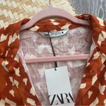 ZARA Net ‎ bloggers favorite linen printed blouse w/ bead embellished cuffs Photo 4