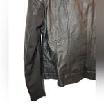 JouJou Black Faux Leather Moto Bomber Jacket Knit Cowl Neck Mob Wife Size Medium Photo 3