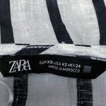 ZARA Women's White Striped V-Neck Long Balloon Sleeve Blouse Cropped Top Sz XS Photo 5