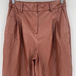 House Of Harlow Brown Faux Leather‎ Tapered Leg Pants Pleated Trousers Size 2 Photo 1