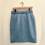 basic editions  Button Front Straight Pencil Skirt / Denim Jean Skirt Size 8 Photo 4