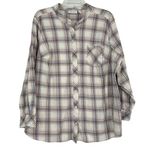 Denim & Co D & Co Plaid Button Up Shirt Cream Pink Long Sleeve Soft Stretch Size 2X Photo 0