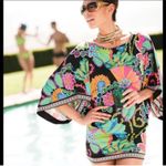 Trina Turk  Casablanca swimsuit coverup vibrant colors dolman sleeve Large Photo 1