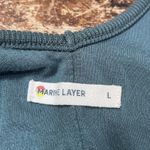 Marine layer  Dress Size L LEXI V Neck Ribbed Stretch Knit Long Sleeve Maxi Green Photo 4