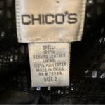 Chico's Women's Black Shiny Textured Leather Blazer Jacket Noire Shine outerwear Photo 11