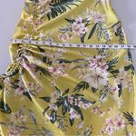 Mable Isabela Satin Tropical Floral Asymmetrical Midi Dress Yellow Medium Photo 10