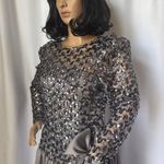 Vintage Cachet Bari Protas sequin formal prom dropwaist dress gray silver small Photo 6