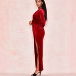 House Of CB Margali Red Velvet Long Sleeve Wrap Dress. Size XS Photo 5