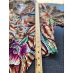 Cache NEW Vintage Floral Animal Print Brown Short Sleeve Tropical Top Blouse M Photo 8