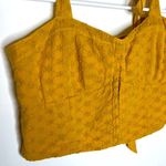 American Eagle  Mustard Yellow Cropped Eyelet Smocked Halter Bustier Top Photo 1