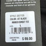 True Religion Cropped Corset Tee L Jet Black Ribbed T Shirt Front Logo New Photo 4