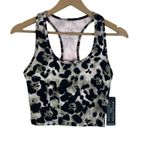 NWT EVCR Bra Tank Womens S Black Tan Leopard Print Cropped Racerback Athleisure Photo 1