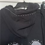 BCBGMAXAZRIA NWT  Cotton Rhinestones Bows Hoodie Track Suit 2-Piece Blk/Silver XL Photo 6