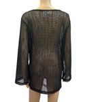 Sand N Sun Black Mesh Sequined Slit V Neck Beach Pullover Cover Up Womens Small Photo 4