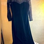 Robbie Bee Black Dress Party/Evening Gown Petite Velvet with Sheer Sleeves-elegant,lovely Photo 0