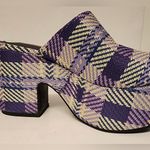 Larroude Plaid Print Mules Platform Clogs Women’s Purple & Green Size 5 Photo 5